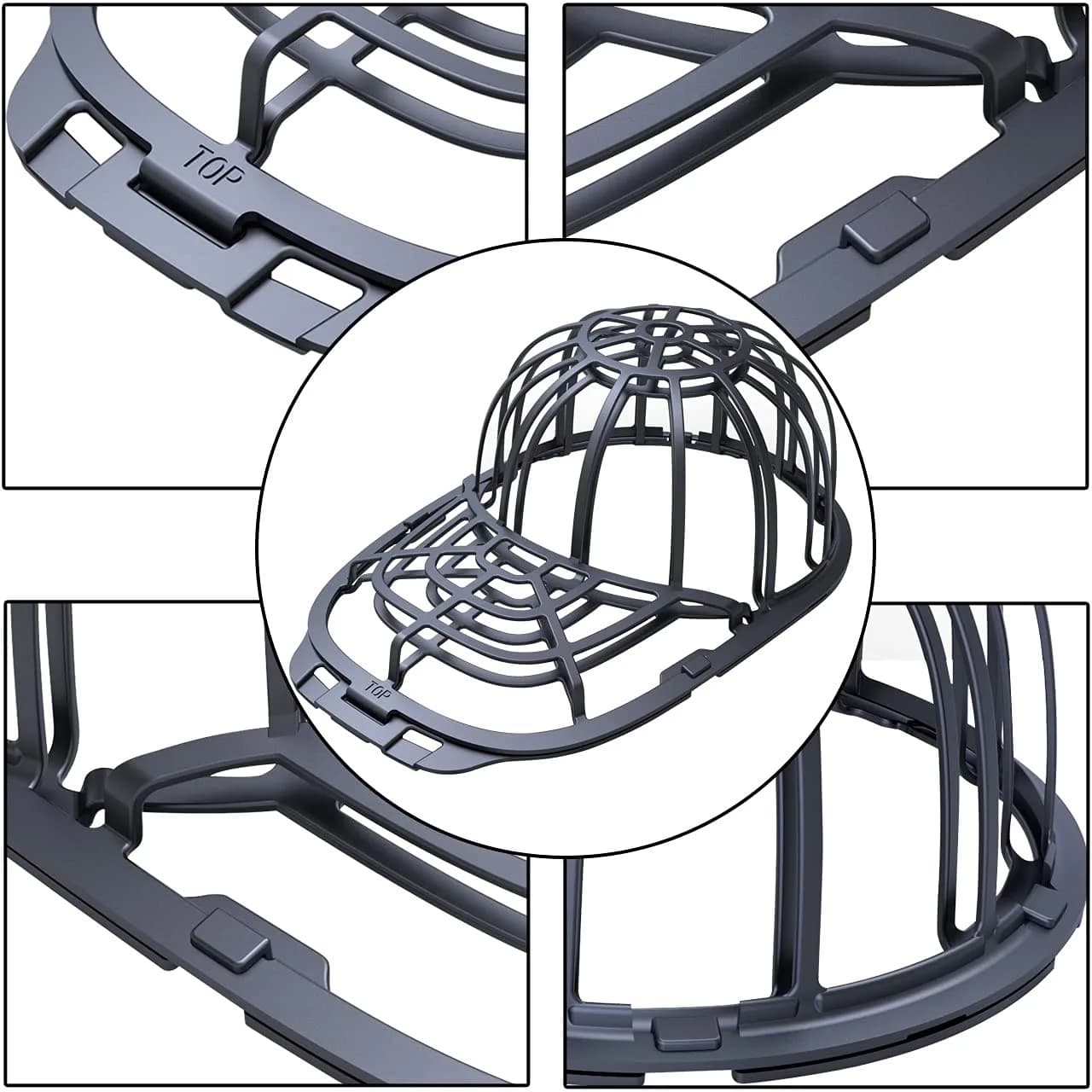 Eiito Baseball Cap Washer Cage with Mesh Bag - 2 Pack (4 Pieces Total), Black - Keep Your Caps in Shape! - view 3