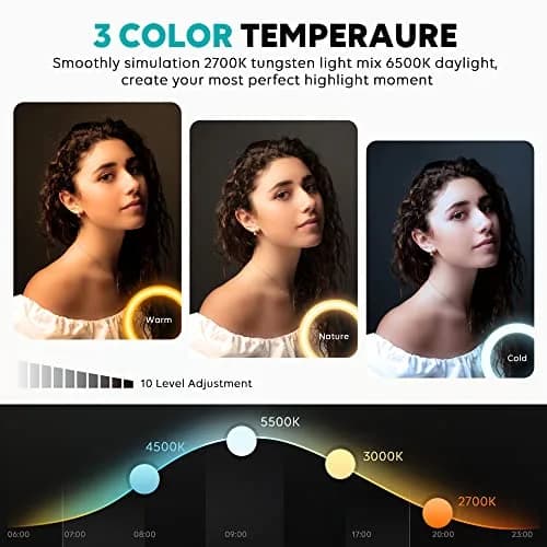 Weilisi 10" Ring Light with Stand 72'' Tall & Phone Holder | 38 Color Modes Selfie Light with Tripod, Dimmable, Speed Control, for YouTube & Makeup thumbnail 2
