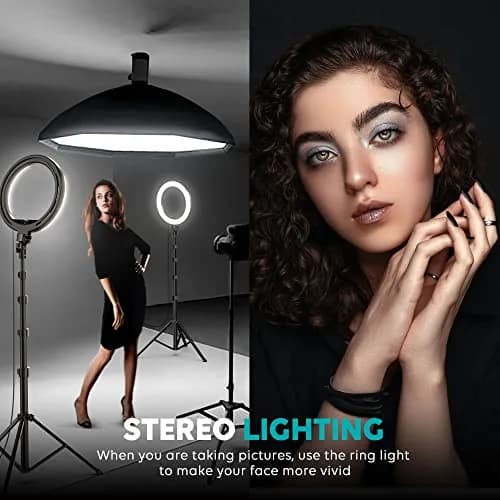 Weilisi 10" Ring Light with Stand 72'' Tall & Phone Holder | 38 Color Modes Selfie Light with Tripod, Dimmable, Speed Control, for YouTube & Makeup thumbnail 3