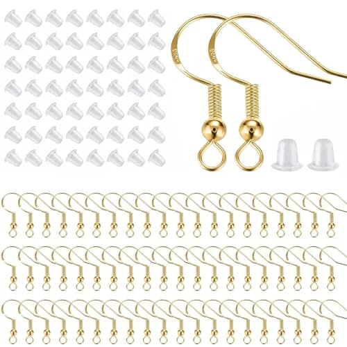 Lhedon 925 Sterling Silver Earring Hooks 200 PCS | Hypoallergenic Jewelry Making Kit with Jump Rings & Backs thumbnail 1