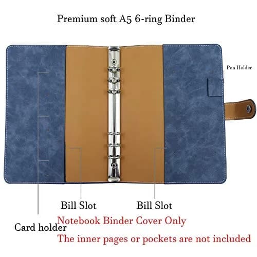 tutata A5 PU Leather Notebook Binder 18.1 cm (7 x 9.25 IN) | Refillable 6-Ring Cover for A5 Filler Paper thumbnail 2