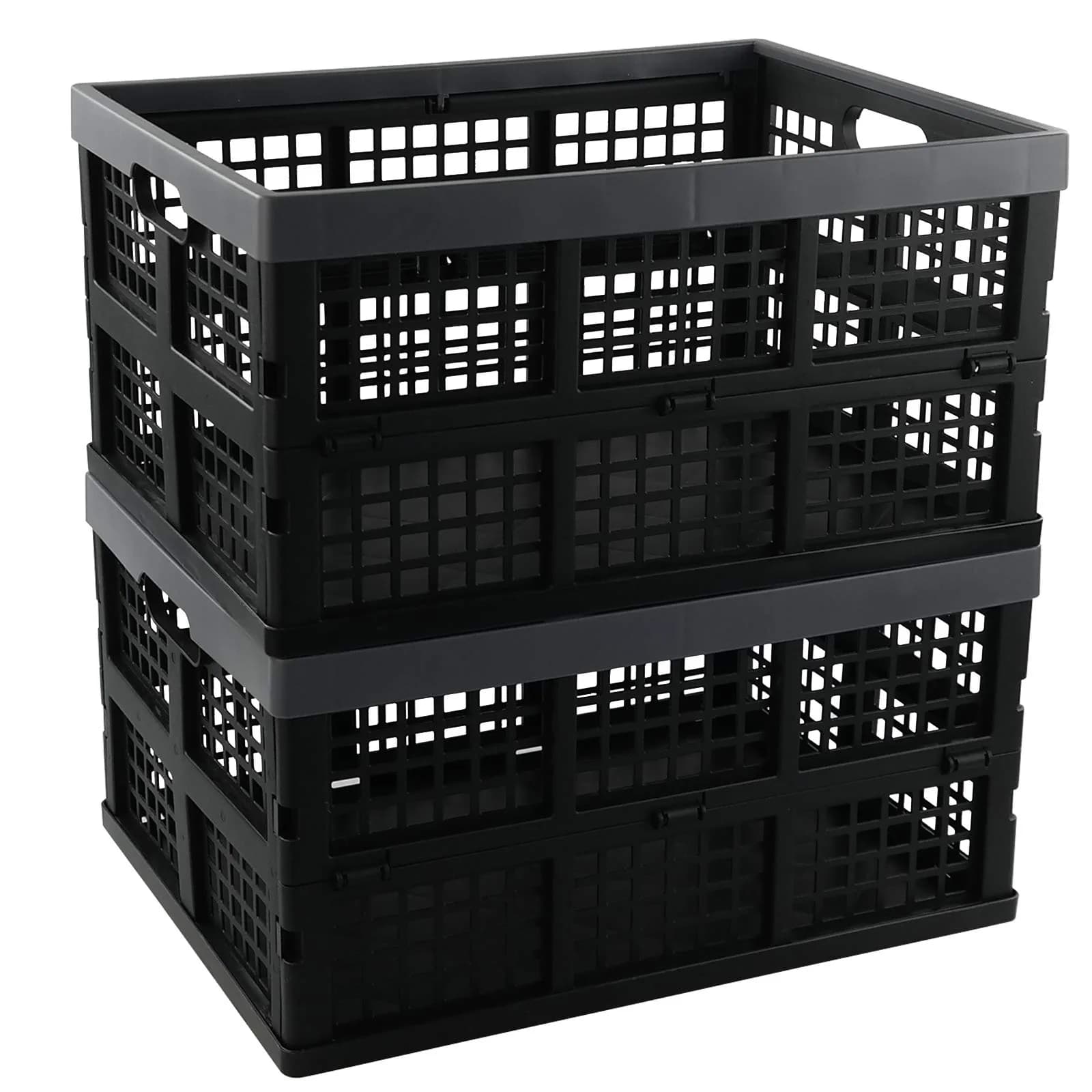 Sosody 34 L Plastic Storage Milk Crates, Large Collapsible Basket | Foldable, Durable & Spacious (70-120c)