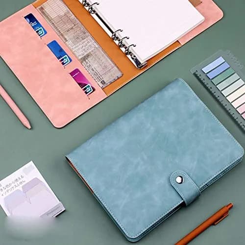 tutata A5 PU Leather Notebook Binder Cover, Refillable 6-Ring, Cyan | Holds 80-100 Sheets thumbnail 4