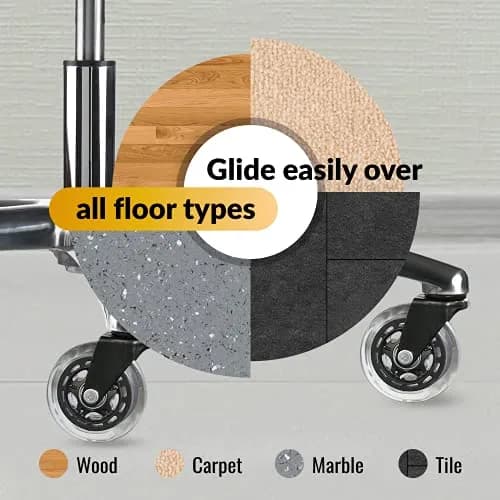 OFFICE OWL 5 Pack Office Chair Wheels | Universal Replacement Casters for Desk Chairs, Steel, 2.27kg (5lb), Black thumbnail 3
