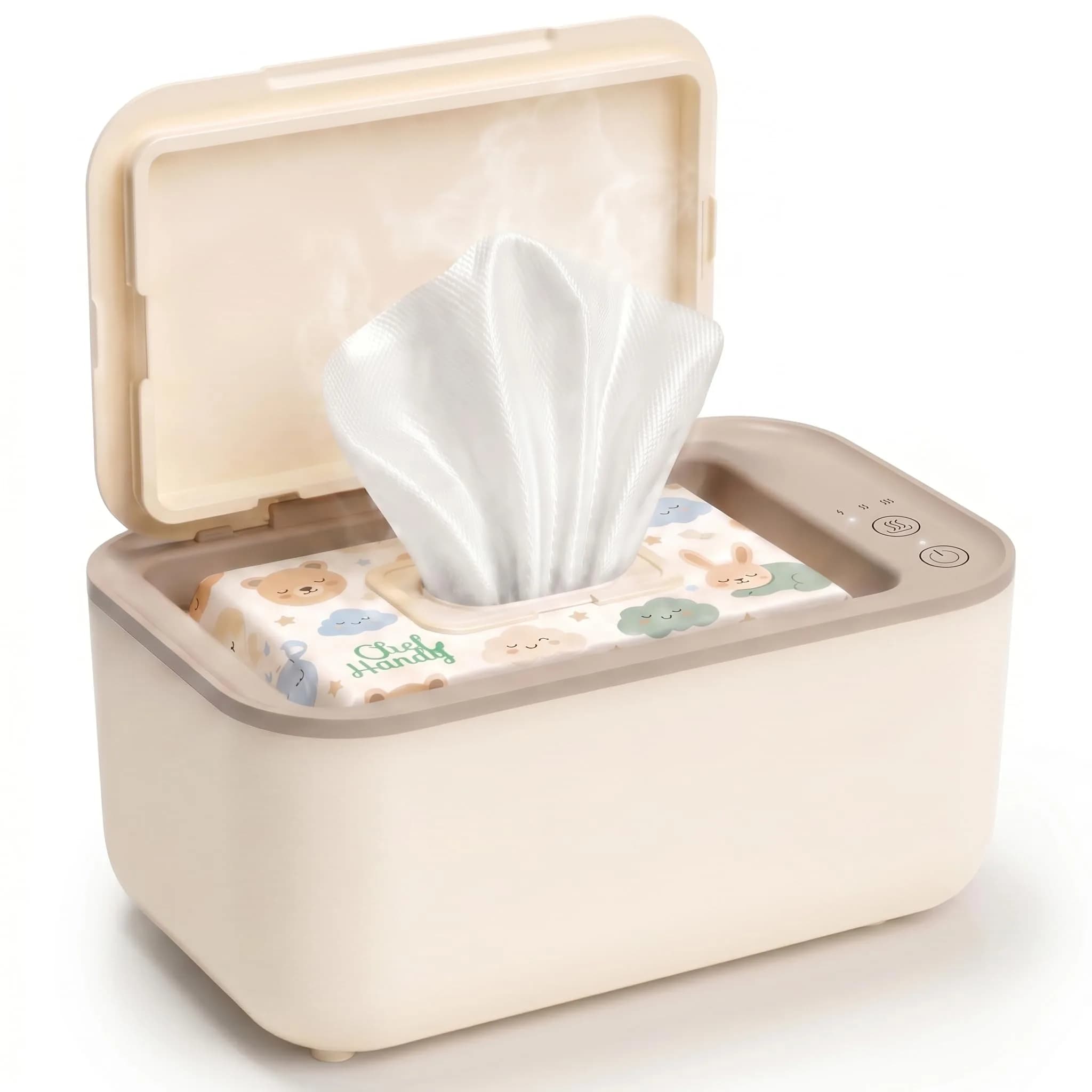 Chefhandy Baby Wipe Warmer with Surround Heating, Large Capacity, White | 200ml (7.9 x 4.8 x 3.5 Inch) — yellow