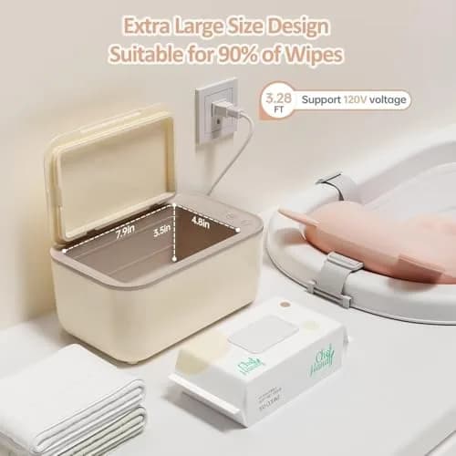 Chefhandy Yellow Baby Wipe Warmer with Surround Heating & 3 Heat Settings | Large Capacity for 100 Wipes thumbnail 4