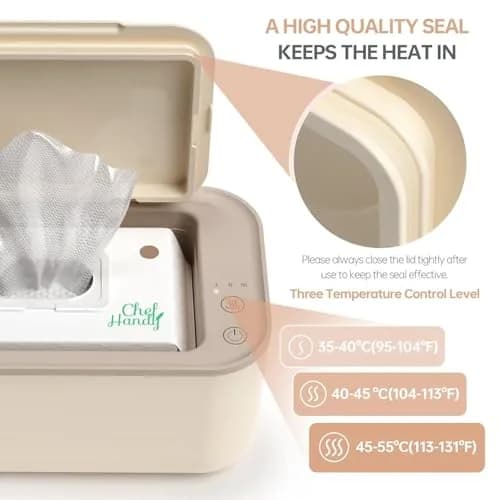 Chefhandy Yellow Baby Wipe Warmer with Surround Heating & 3 Heat Settings | Large Capacity for 100 Wipes thumbnail 2