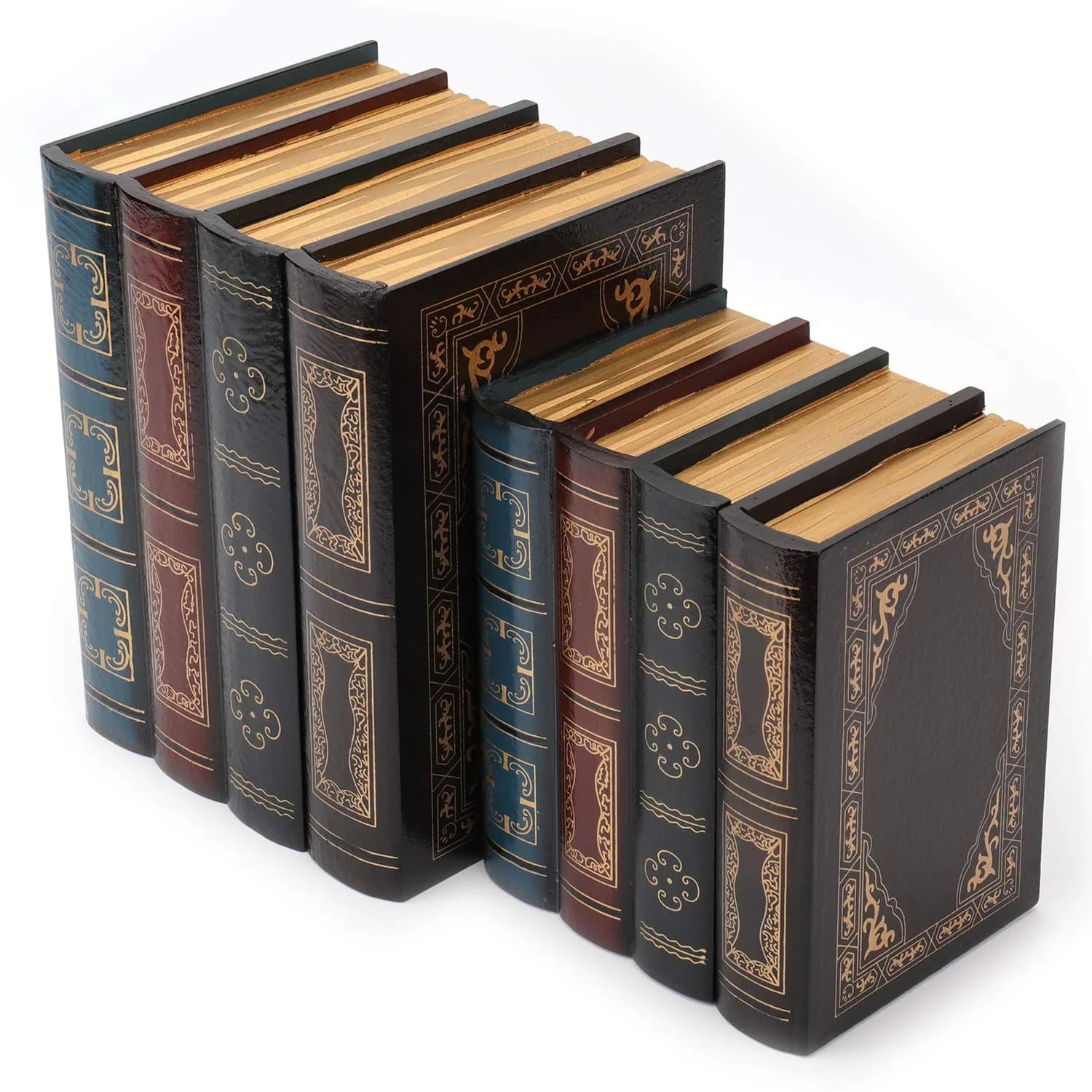 Tosnail Decorative Book Boxes Set of 2 | Rustic Flower Pattern, 20cm (7.9") x 14cm (5.4") x 16cm (6.1") — Brown