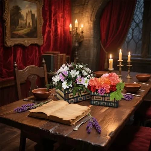 Tosnail Decorative Book Boxes Set of 2 | Rustic Flower Pattern, 20cm (7.9") x 14cm (5.4") x 16cm (6.1") thumbnail 4