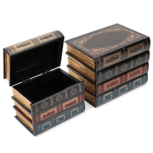 Tosnail Decorative Book Boxes Set of 2 | Rustic Flower Pattern, 20cm (7.9") x 14cm (5.4") x 16cm (6.1") thumbnail 6