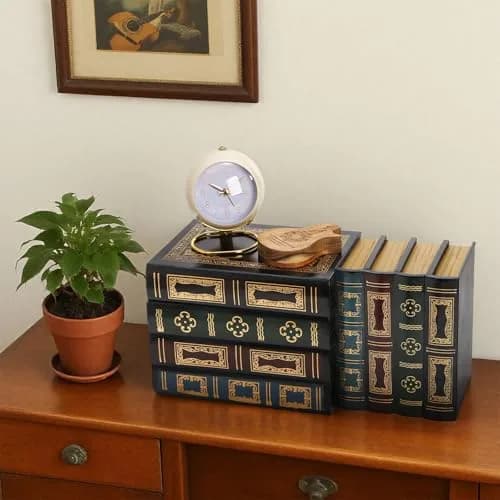 Tosnail Decorative Book Boxes Set of 2 | Rustic Flower Pattern, 20cm (7.9") x 14cm (5.4") x 16cm (6.1") thumbnail 3