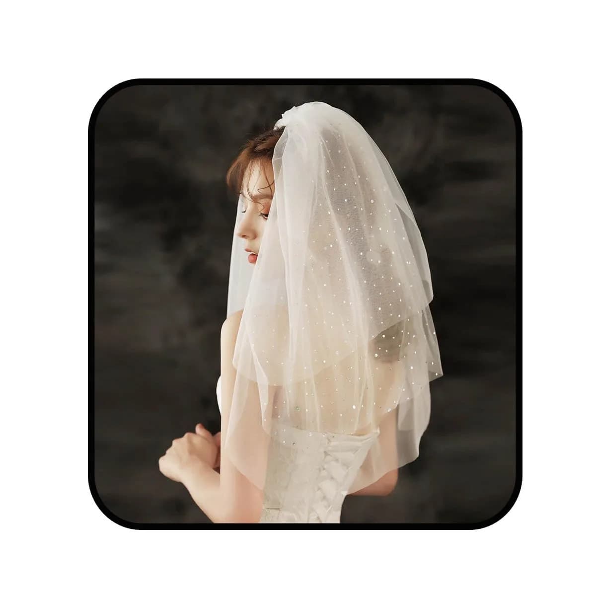 Aularso Ivory Wedding Veil 3-Tier Bridal Veil for Women | Short Elegant Bridal Accessory