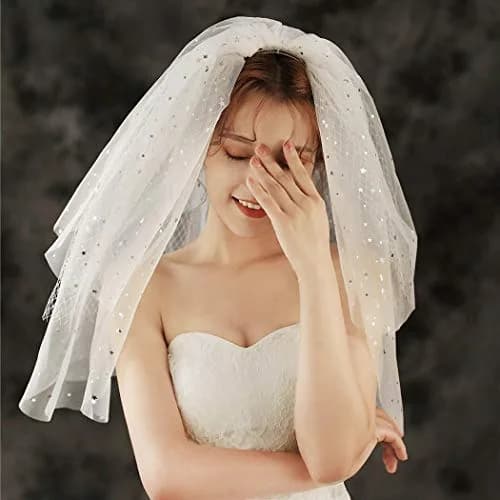 Aularso Ivory Wedding Veil 3-Tier Bridal Veil for Women | Short Elegant Bridal Accessory thumbnail 4