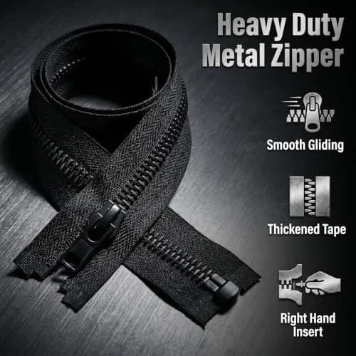 MebuZip #8 18 Inch Black Nickel Teeth Separating Jacket Zipper for Men (RH) | Heavy Duty Metal Zipper for Jackets thumbnail 3