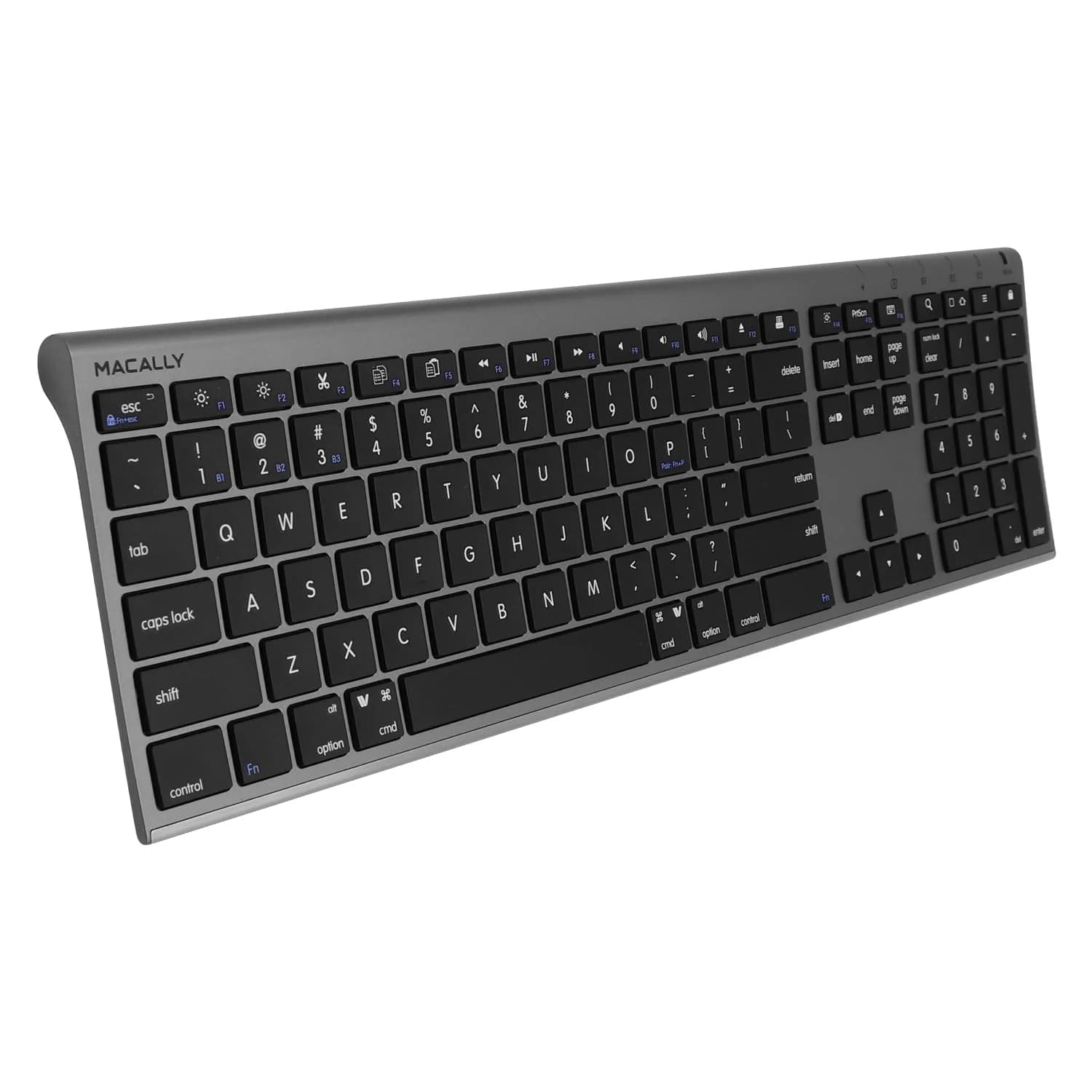 Macally ACEBTKEYSG Wireless Bluetooth Keyboard for Mac - 110 Keys, 20 Shortcuts, Numeric Keypad, Space Gray — Space Gray