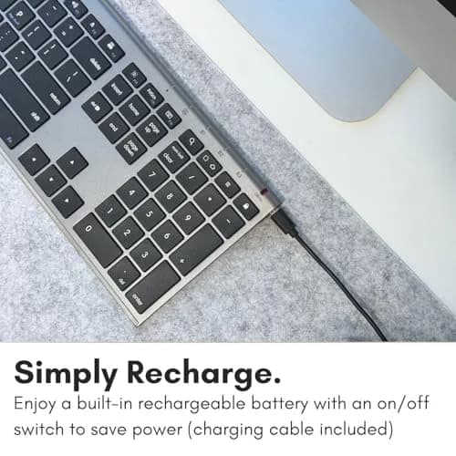 Macally ACEBTKEYSG Wireless Bluetooth Keyboard for Mac - 110 Keys, 20 Shortcuts, Numeric Keypad, Space Gray thumbnail 4