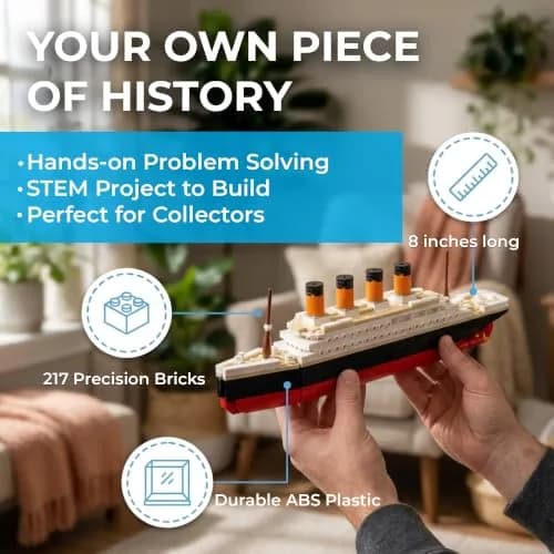 Brick Loot Titanic Building Set, 217-Pcs Historic Ocean Liner Brick Display | STEM Learning Toy for Kids & Adults thumbnail 2