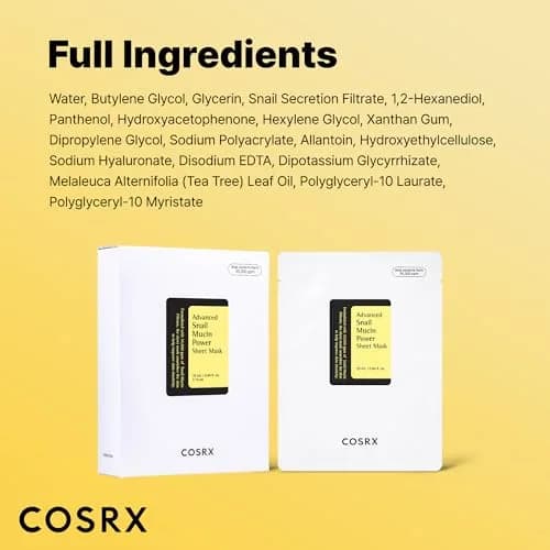 COSRX Snail Mucin Sheet Mask 10 EA with Snail Mucin Serum | Hydrating & Nourishing thumbnail 8