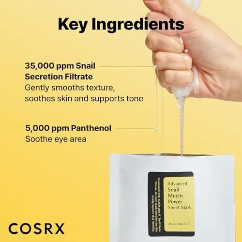 COSRX Snail Mucin Sheet Mask 10 EA with Snail Mucin Serum | Hydrating & Nourishing thumbnail 3