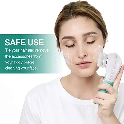 TOUCHBeauty Facial Cleansing Brush Electric Face Exfoliating Massage Brush 2-Speed Deep Cleaning, 3 Heads, Waterproof, AA Battery thumbnail 6