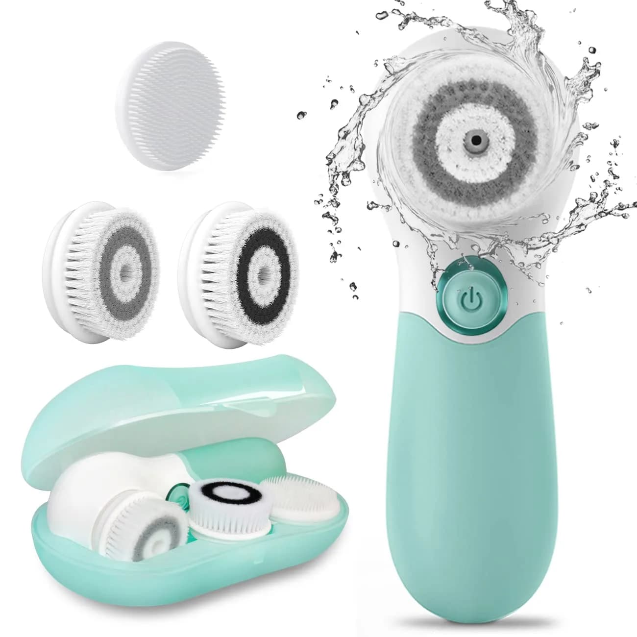 TOUCHBeauty Facial Cleansing Brush Electric Face Exfoliating Massage Brush 2-Speed Deep Cleaning, 3 Heads, Waterproof, AA Battery