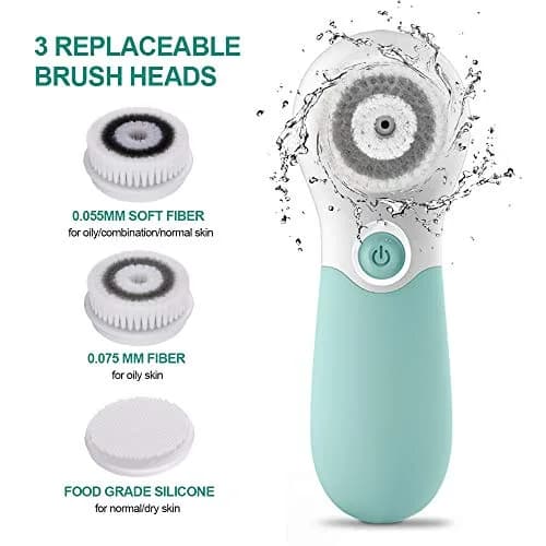TOUCHBeauty Facial Cleansing Brush Electric Face Exfoliating Massage Brush 2-Speed Deep Cleaning, 3 Heads, Waterproof, AA Battery thumbnail 2