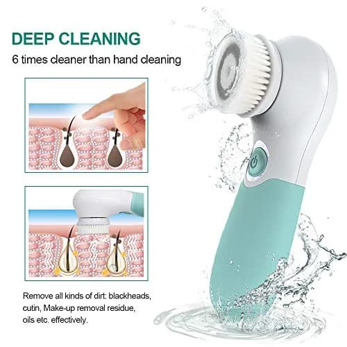 TOUCHBeauty Facial Cleansing Brush Electric Face Exfoliating Massage Brush 2-Speed Deep Cleaning, 3 Heads, Waterproof, AA Battery thumbnail 3