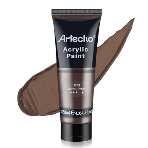 Artecho Acrylic Paint Burnt Umber 120ml | Fast Dry, Gloss Finish, Non-Toxic for Canvas & Crafts thumbnail 1