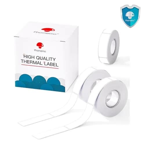 Phomemo Labels-D30 Adhesive Thermal White Label Paper 12mm x 40mm | Water & Abrasion Resistant, BPA Free (70-120 chars) thumbnail 1