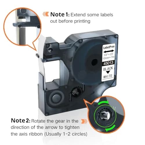 LabelPros Compatible Dymo D1 Label Tape 45013 12mm x 7m Black on White (6 Refills) | Laminated & Durable for LabelManager thumbnail 4