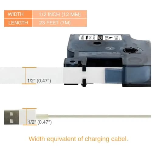 LabelPros Compatible Dymo D1 Label Tape 45013 12mm x 7m Black on White (6 Refills) | Laminated & Durable for LabelManager thumbnail 3