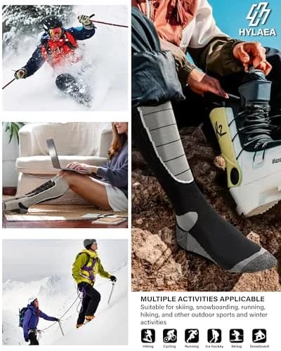 Hylaea Merino Wool Ski Socks Over the Calf | Thermal, Moisture-Wicking & Knee-High (120 chars) thumbnail 7