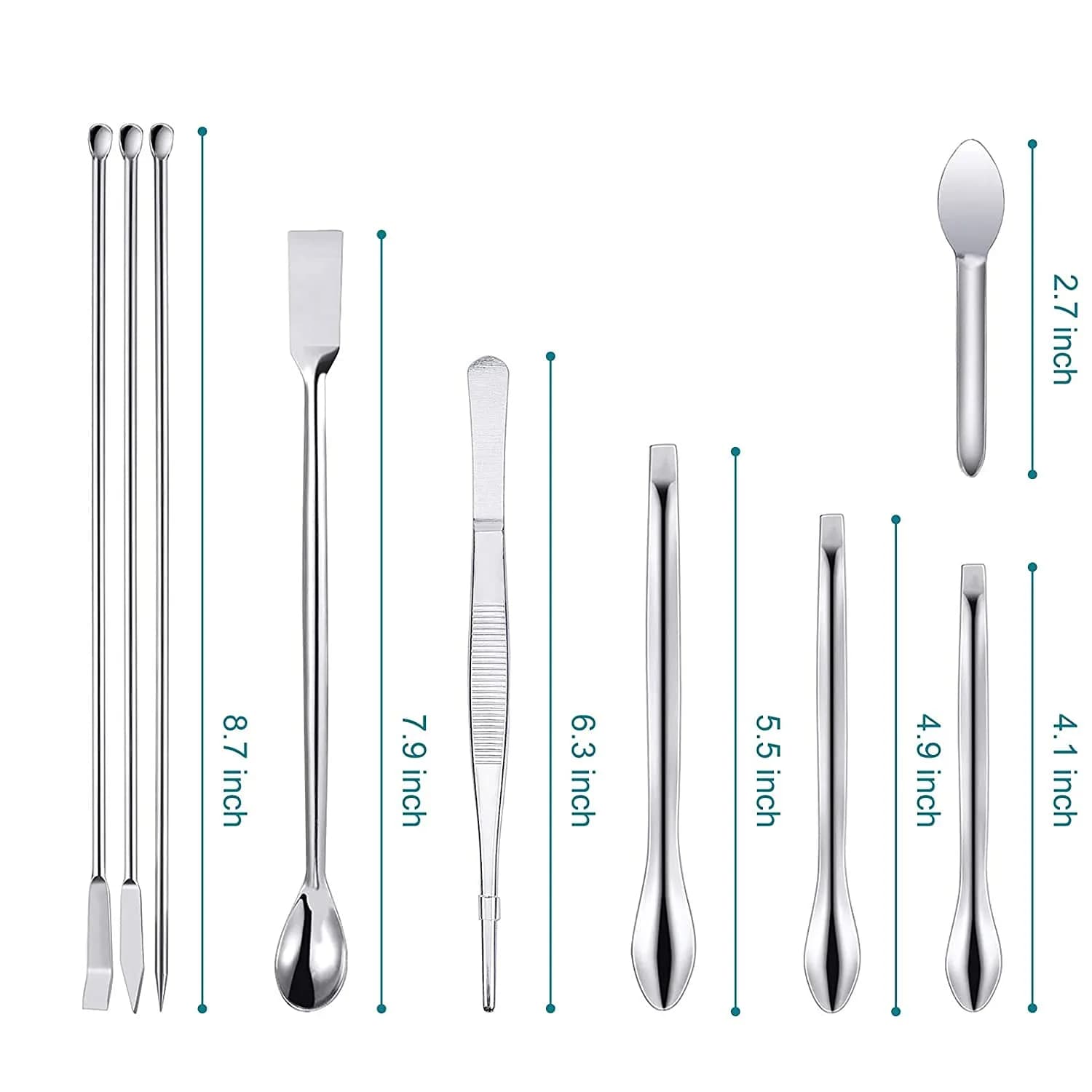 Foosi Stainless Steel Lab Spatula Set 25Pcs (22 Count) | Precision Scoops for Lab & Hobby Use - view 3