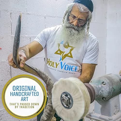 Holy Voice Kosher Kudu Shofar Horn 98cm (38.5") - Half-Polished Yemeni Shofar | Authentic Musical Instrument thumbnail 2