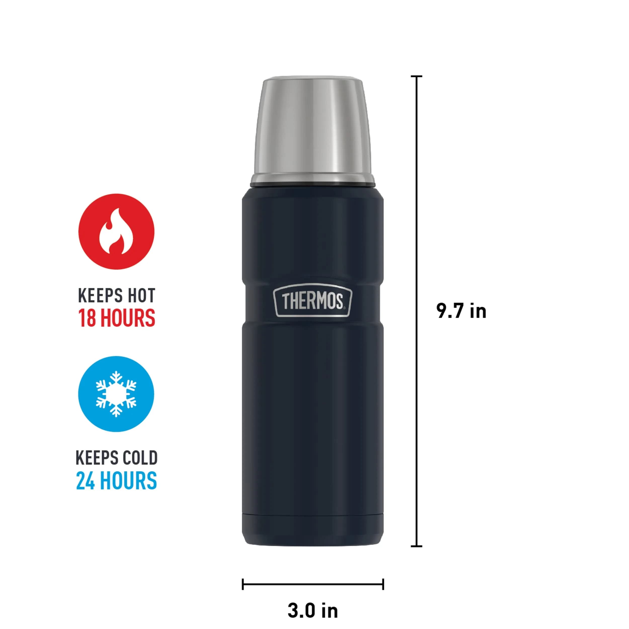 THERMOS Stainless King Vacuum-Insulated Compact Bottle, 591ml (16 Ounce), Midnight Blue | Hot for 18 Hrs, Cold for 24 Hrs - view 6