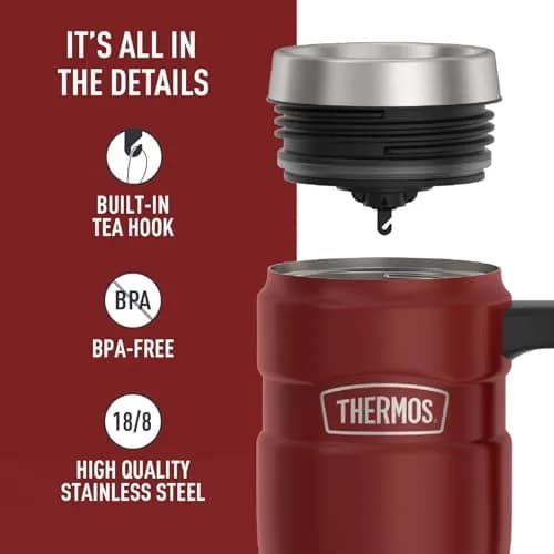 THERMOS Stainless King Rustic Red 16oz Travel Tumbler - Single Mug thumbnail 4