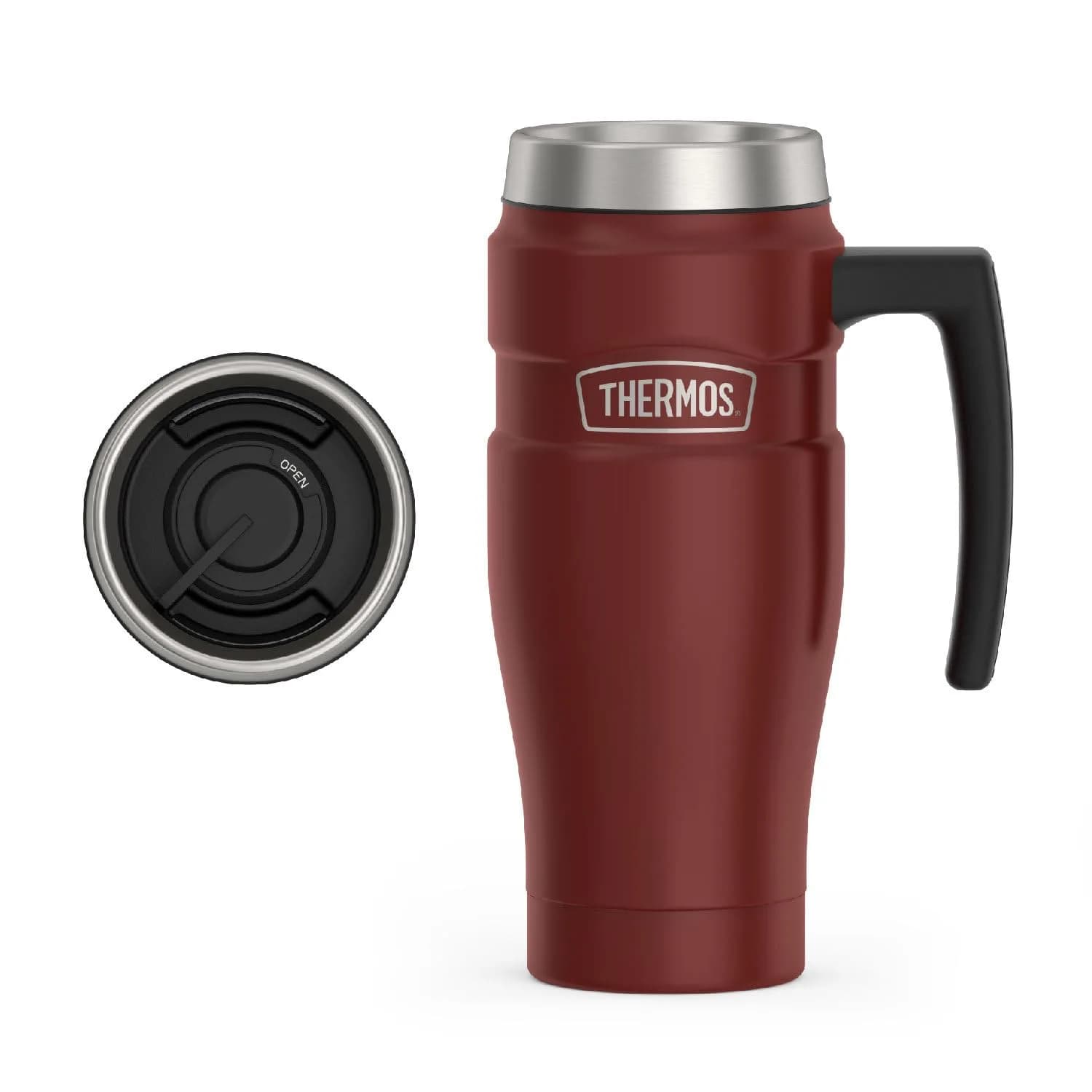 THERMOS Stainless King Rustic Red 16oz Travel Tumbler - Single Mug - main product image