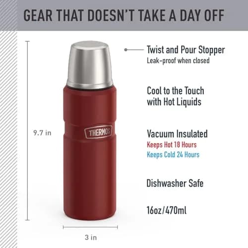 THERMOS Stainless King Vacuum-Insulated Compact Bottle 590ml (16 Ounce) | Hot 18 Hrs, Cold 24 Hrs thumbnail 3