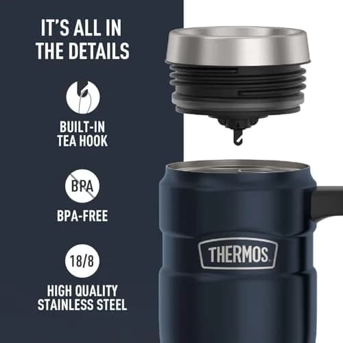 THERMOS Stainless King 16oz Travel Tumbler - Midnight Blue | Hot 7 Hrs, Cold 18 Hrs thumbnail 4