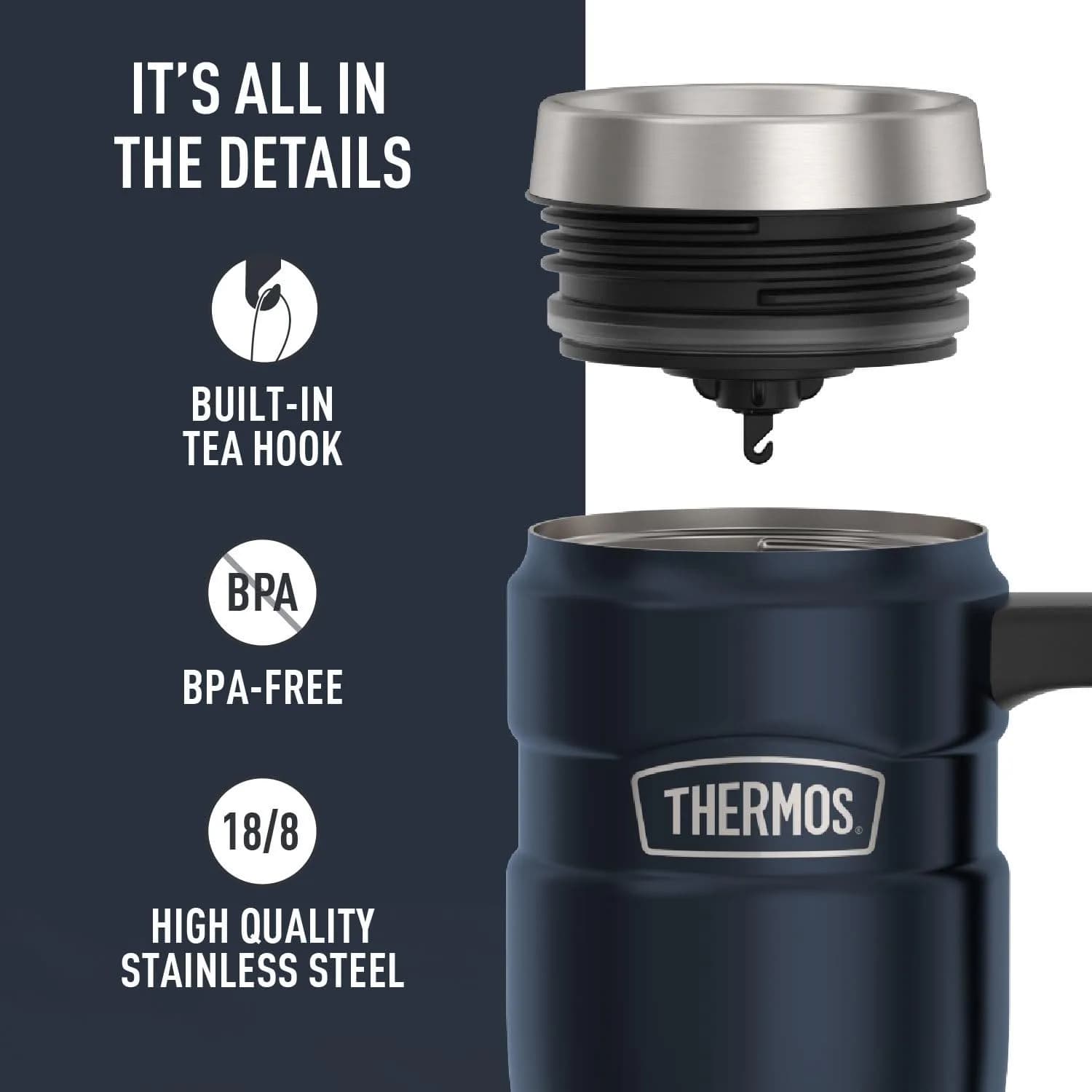 THERMOS Stainless King 16oz Travel Tumbler - Midnight Blue | Hot 7 Hrs, Cold 18 Hrs - view 4