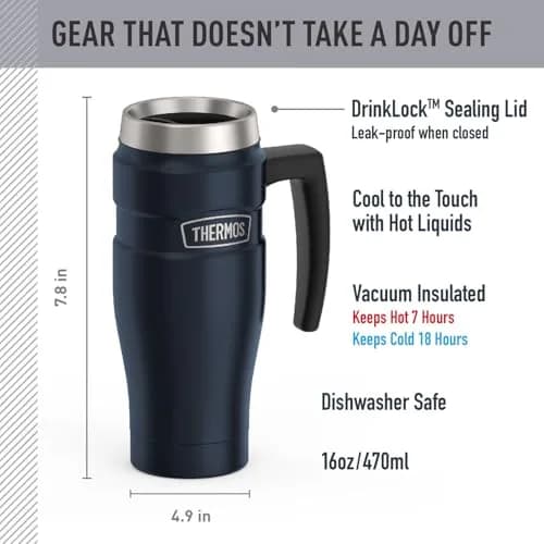 THERMOS Stainless King 16oz Travel Tumbler - Midnight Blue | Hot 7 Hrs, Cold 18 Hrs thumbnail 2