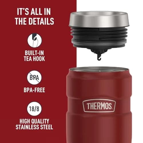 THERMOS Stainless King 16oz Travel Tumbler - Rustic Red | Hot 7 Hrs, Cold 18 Hrs thumbnail 4