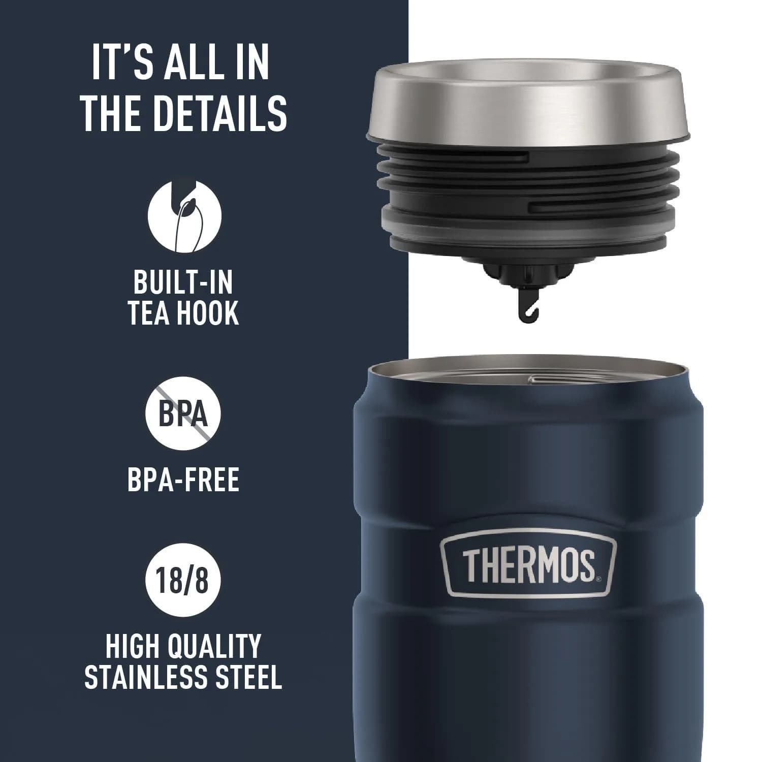 THERMOS Stainless King 16oz Tumbler - Midnight Blue | Hot 7 Hrs, Cold 18 Hrs - view 4