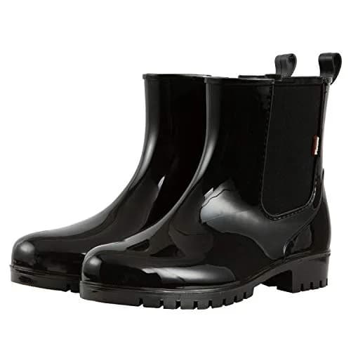planone Black Chelsea Rain Boots for Women | Waterproof Ankle Height 24.1 cm (9.5 Inches) with Slip-Resistant Sole thumbnail 1
