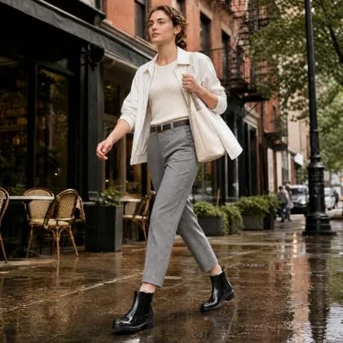 planone Black Chelsea Rain Boots for Women | Waterproof Ankle Height 24.1 cm (9.5 Inches) with Slip-Resistant Sole thumbnail 2