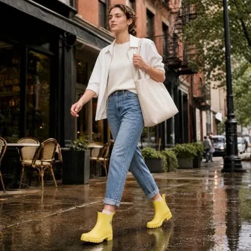 planone Women's Chelsea Rain Boots Cream Yellow | Waterproof Ankle Height, Slip-Resistant Sole thumbnail 2