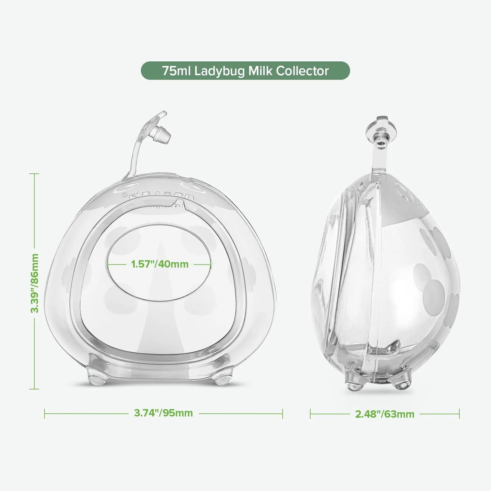 haakaa Ladybug 2.5oz (75ml) Milk Collector Breast Shells with Plug | Passive Milk Saver for Breastfeeding Moms - view 7