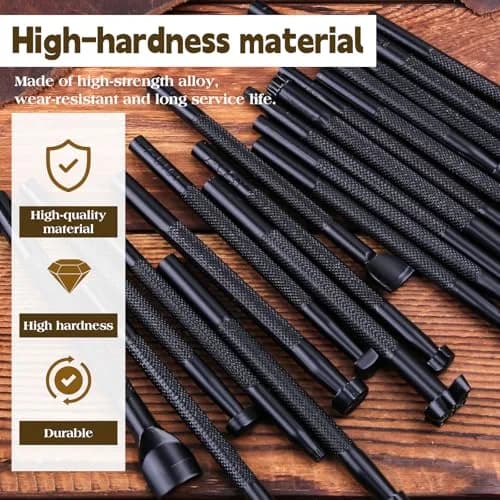 QMNNMA 20 PCS Leather Stamping Tools Kit | High-Quality Metal Carving Set for Leather Craft thumbnail 7