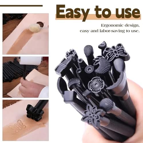 QMNNMA 20 PCS Leather Stamping Tools Kit | High-Quality Metal Carving Set for Leather Craft thumbnail 3