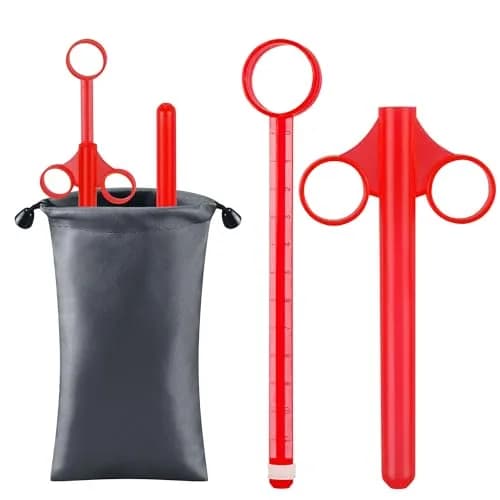NEWJINDA Lube Applicator Syringe with Storage Bag, 2-Pack Red, 10ml Precise Scales | Reusable Anal Lube Shooter thumbnail 1
